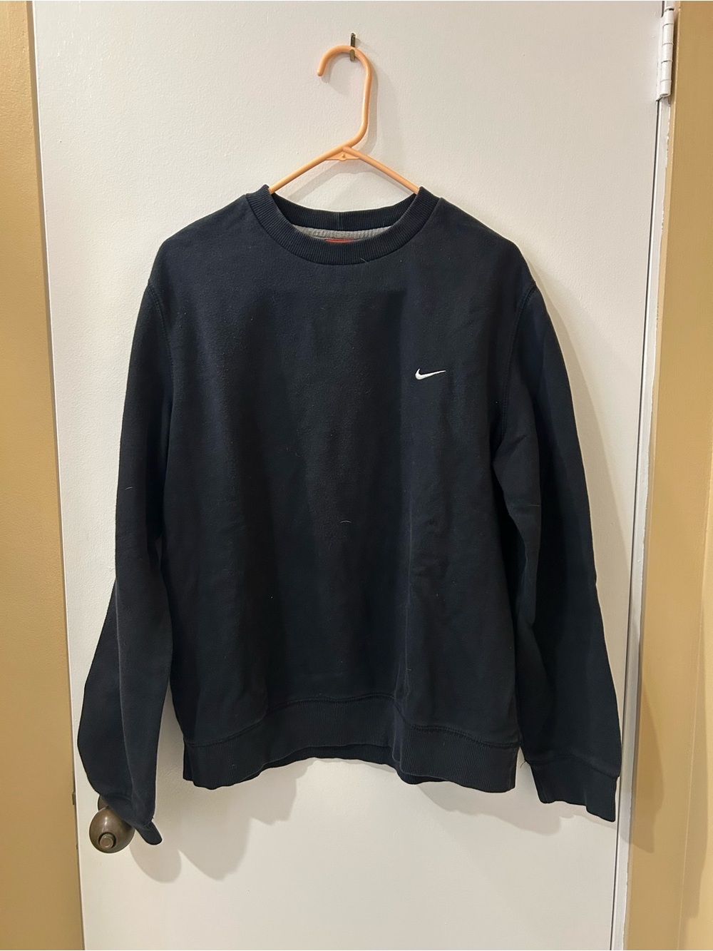 Nike Men’s Black Crewneck Sweatshirt with Small White Swoosh
